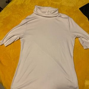 Off white short sleeve turtle neck